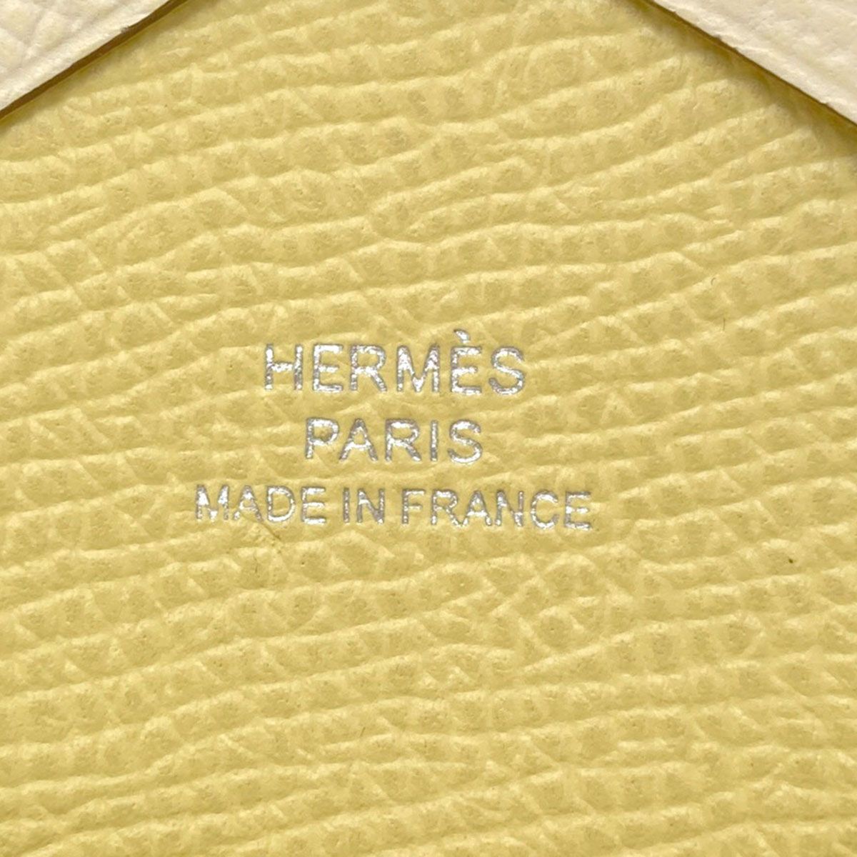 Hermes Calvi Duo Verso Nata Jaune Poussin Silver Card Case Epsom