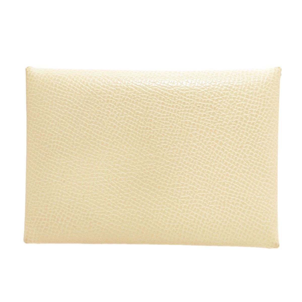 Hermes Calvi Duo Verso Nata Jaune Poussin Silver Card Case Epsom