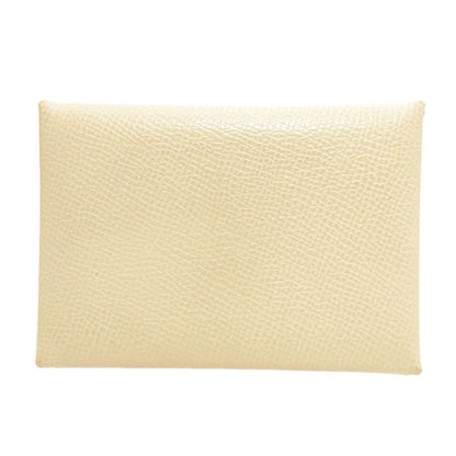 Hermes Calvi Duo Verso Nata Jaune Poussin Silver Card Case Epsom