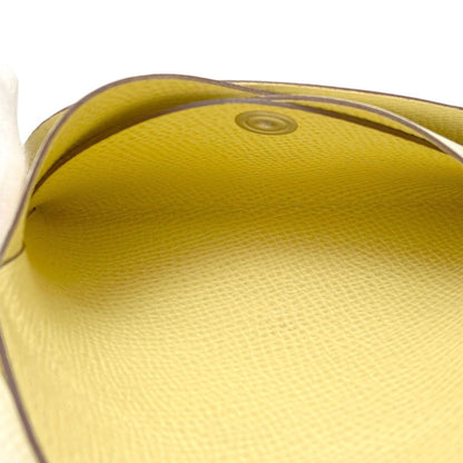 Hermes Calvi Duo Verso Nata Jaune Poussin Silver Card Case Epsom