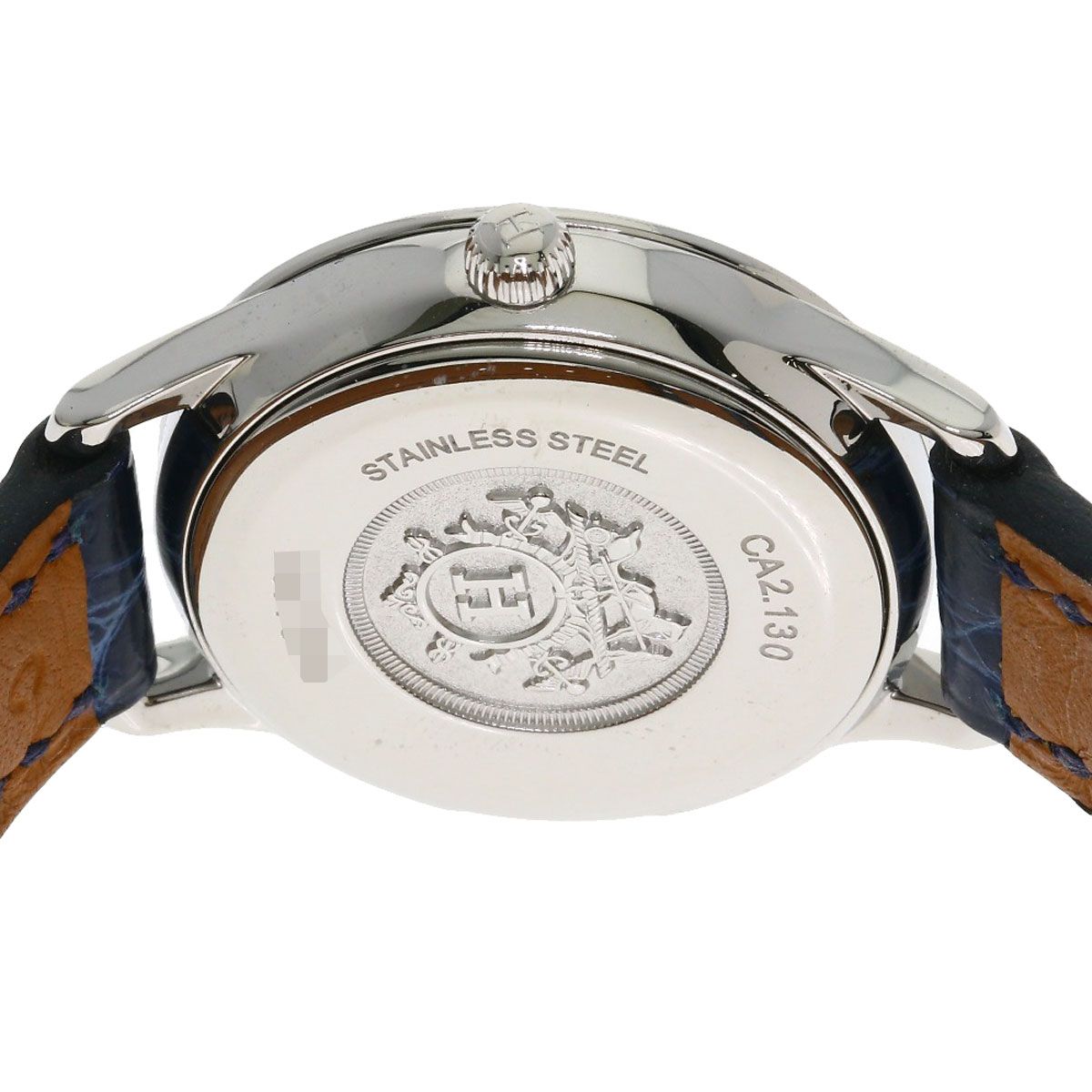 Hermes Slim Diamond Watch SS Leather