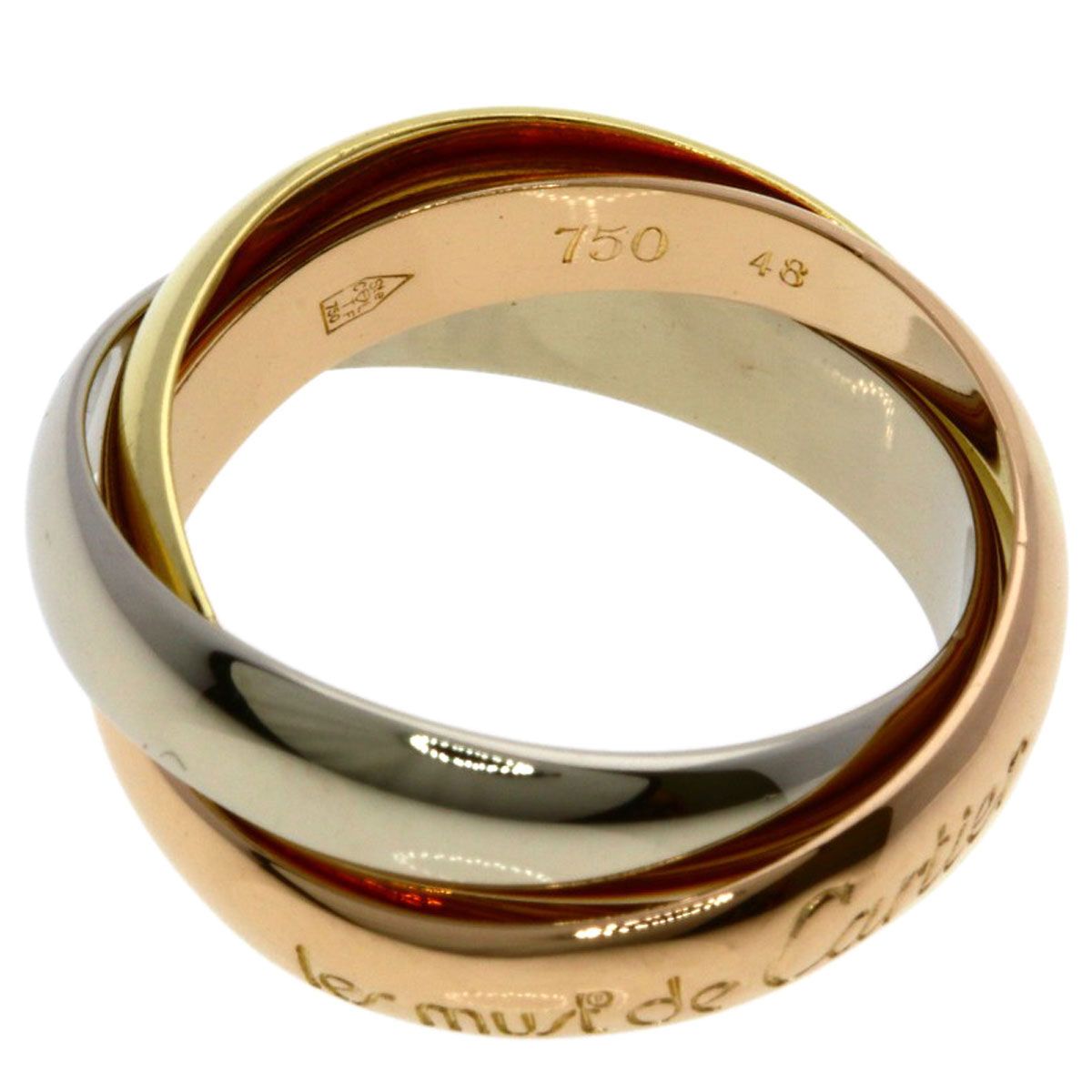 Cartier Trinity 48 Ring 18k Yellow Gold 18k White Pink