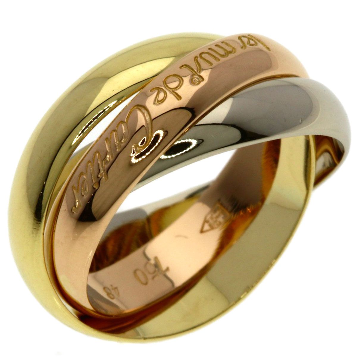 Cartier Trinity 48 Ring 18k Yellow Gold 18k White Pink