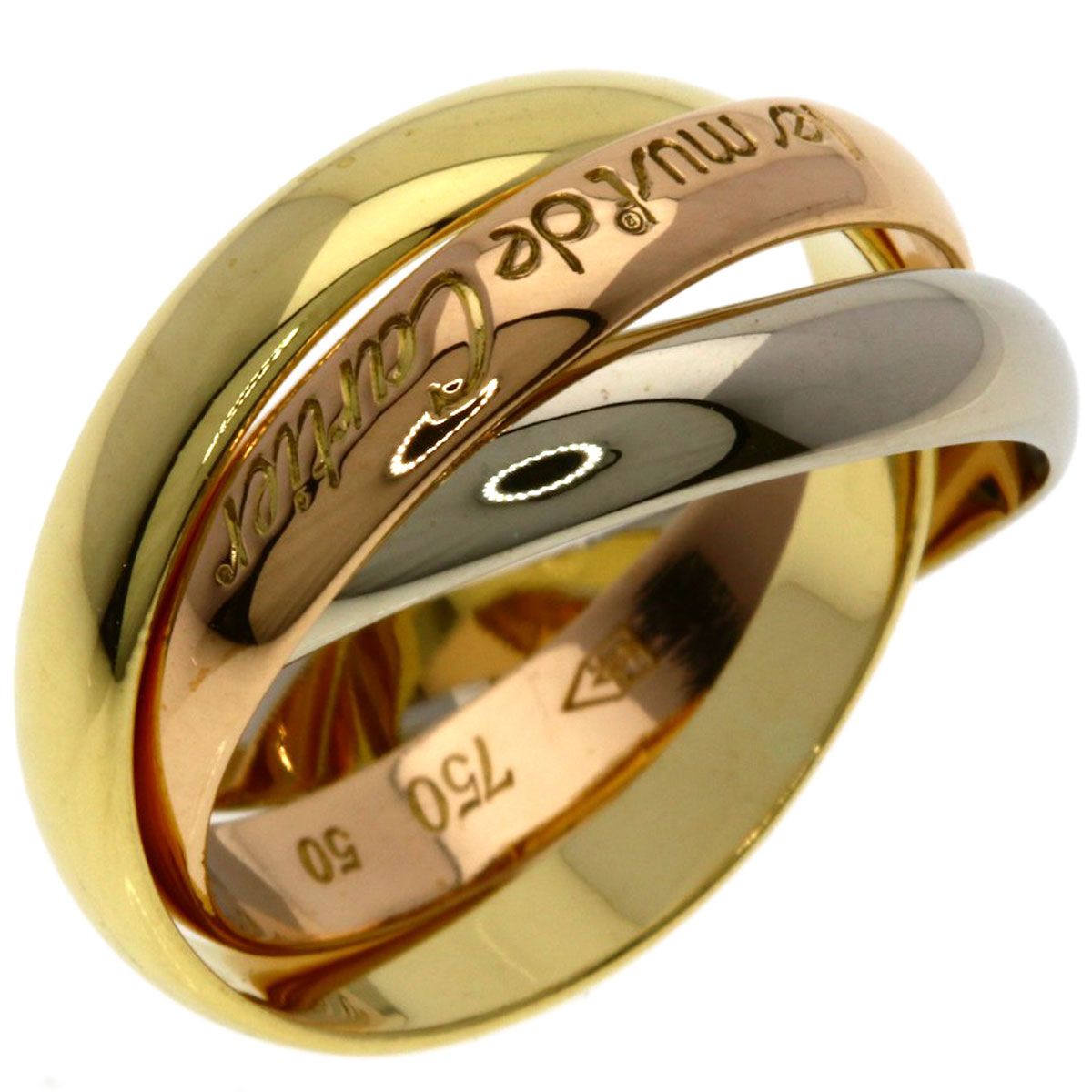 Cartier Trinity 50 Ring 18k Yellow Gold 18k White Pink
