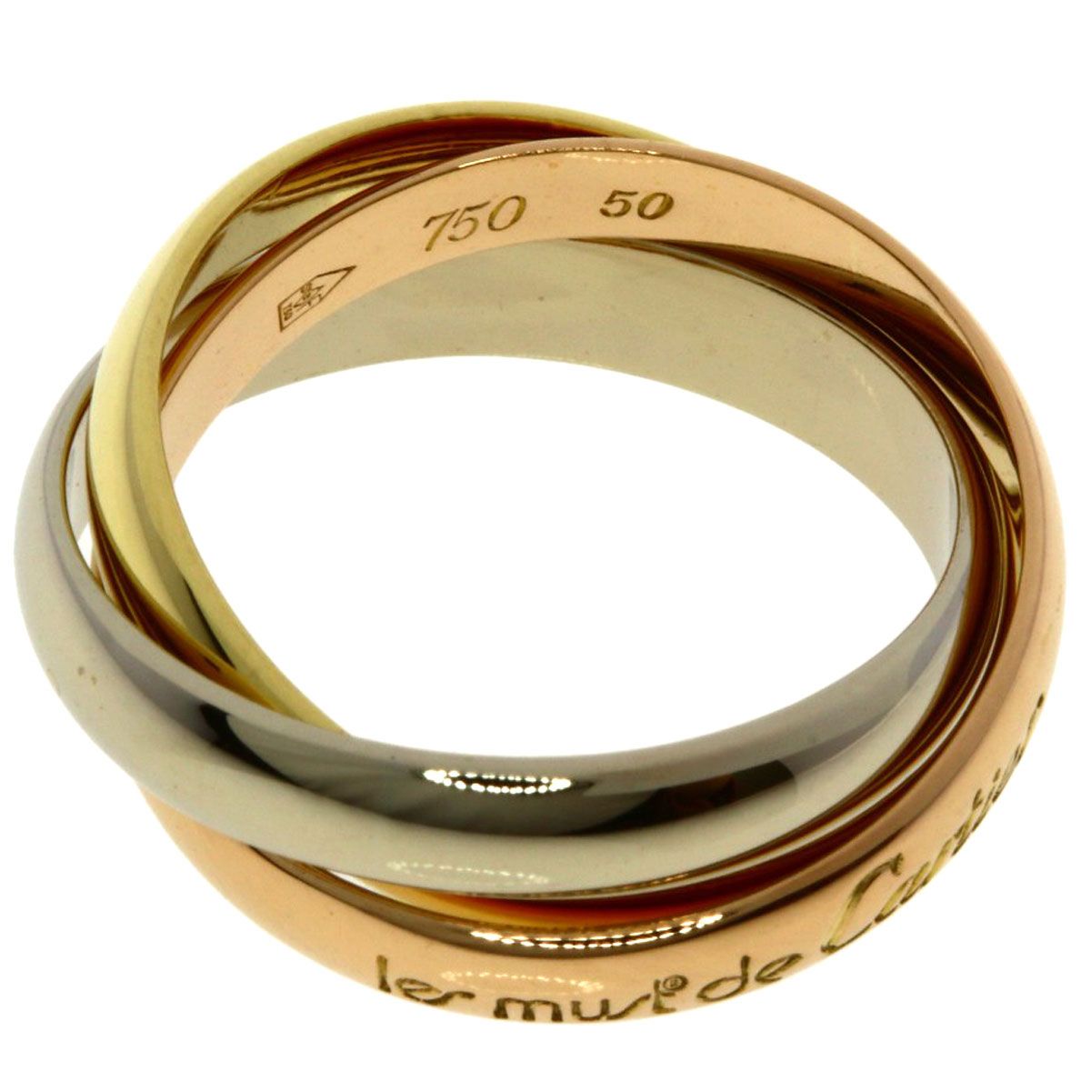 Cartier Trinity 50 Ring 18k Yellow Gold 18k White Pink