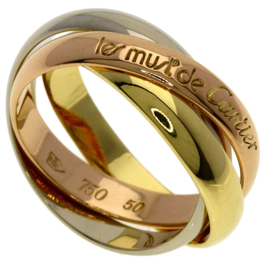 Cartier Trinity 50 Ring 18k Yellow Gold 18k White Pink