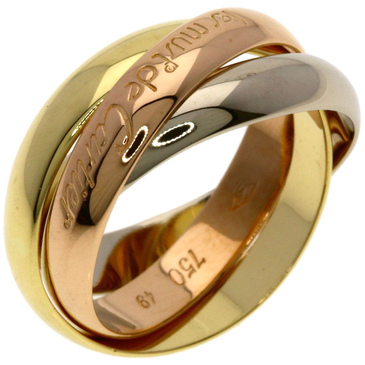 Cartier Trinity 49 Ring 18k Yellow Gold 18k White Pink