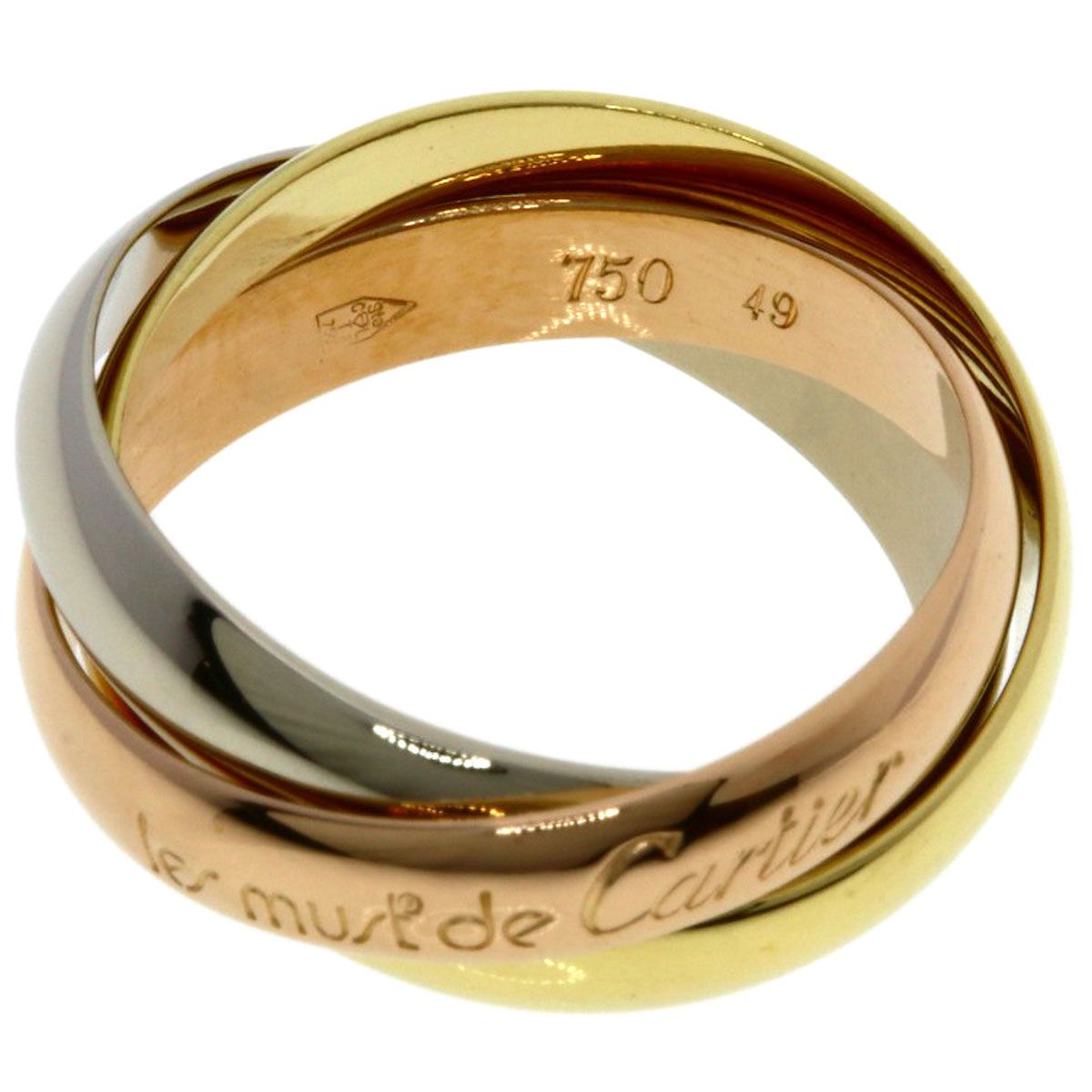Cartier Trinity 49 Ring 18k Yellow Gold 18k White Pink