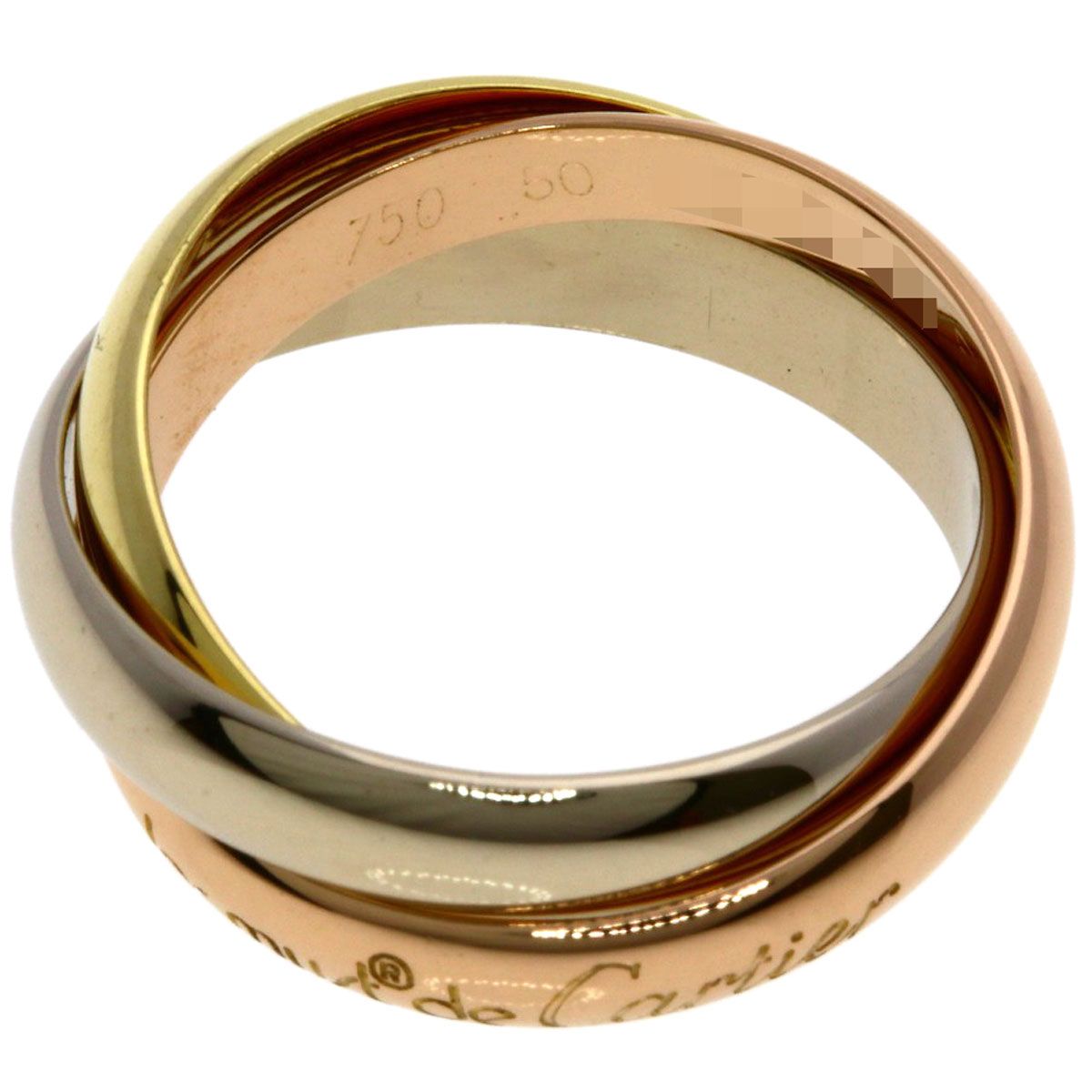 Cartier Trinity 50 Ring 18k Yellow Gold 18k White Pink