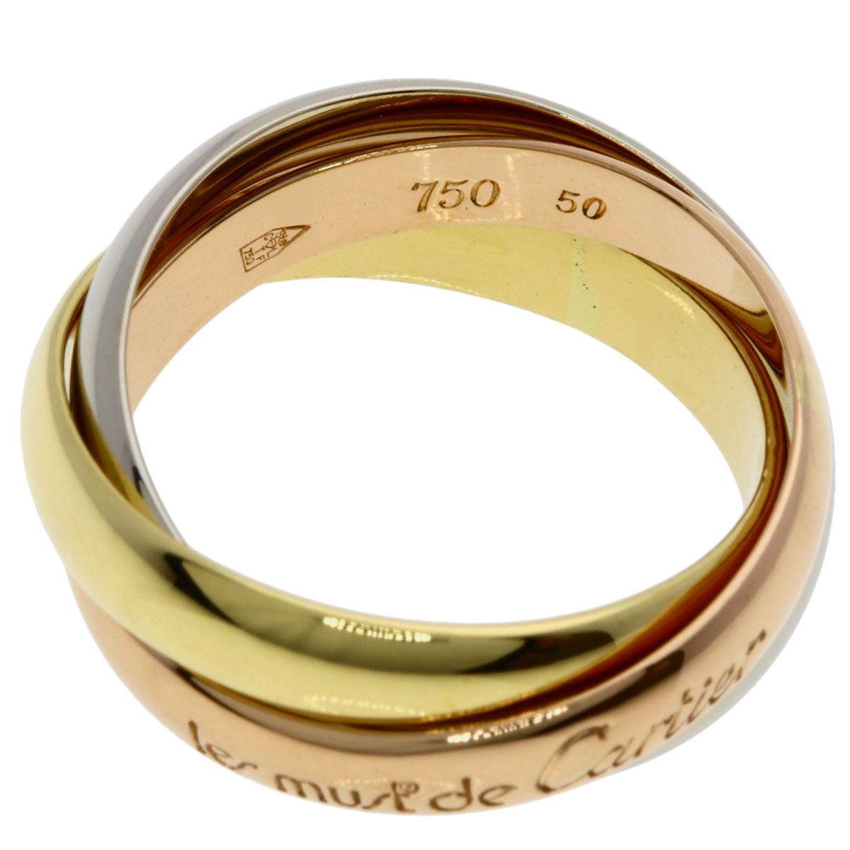Cartier Trinity 50 Ring 18k Yellow Gold 18k White Pink
