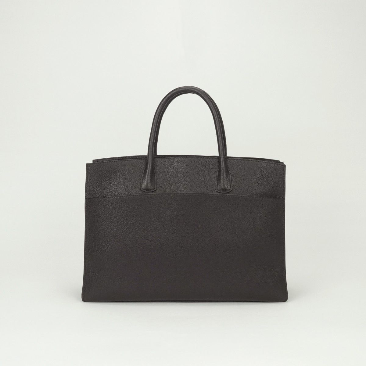 Hermes White Bus GM Tote Togo Chocolate Brown Gold Handbag Business Briefcase