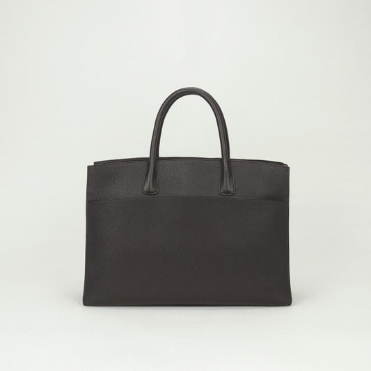 Hermes White Bus GM Tote Togo Chocolate Brown Gold Handbag Business Briefcase