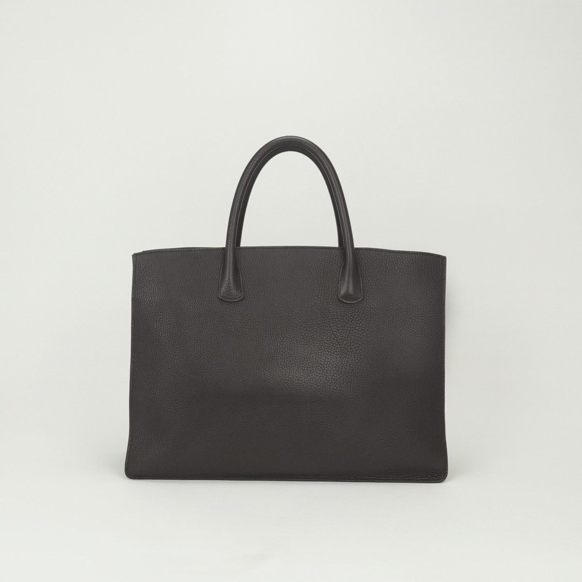 Hermes White Bus GM Tote Togo Chocolate Brown Gold Handbag Business Briefcase
