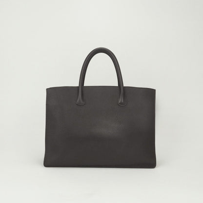 Hermes White Bus GM Tote Togo Chocolate Brown Gold Handbag Business Briefcase