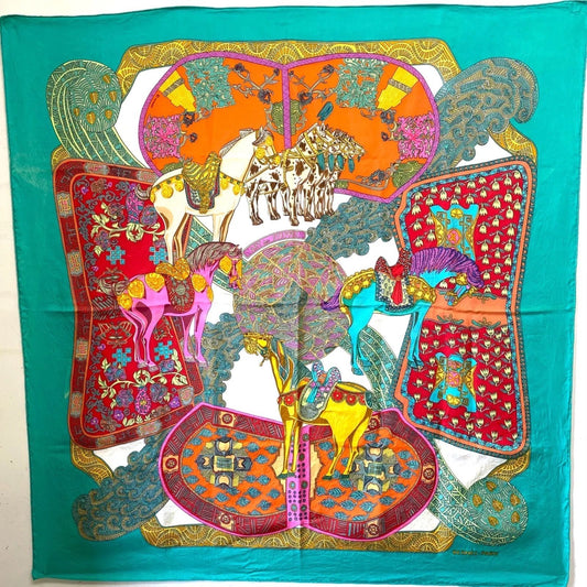 Hermes Carre 90 Art Des Steppes Scarf Silk Horse