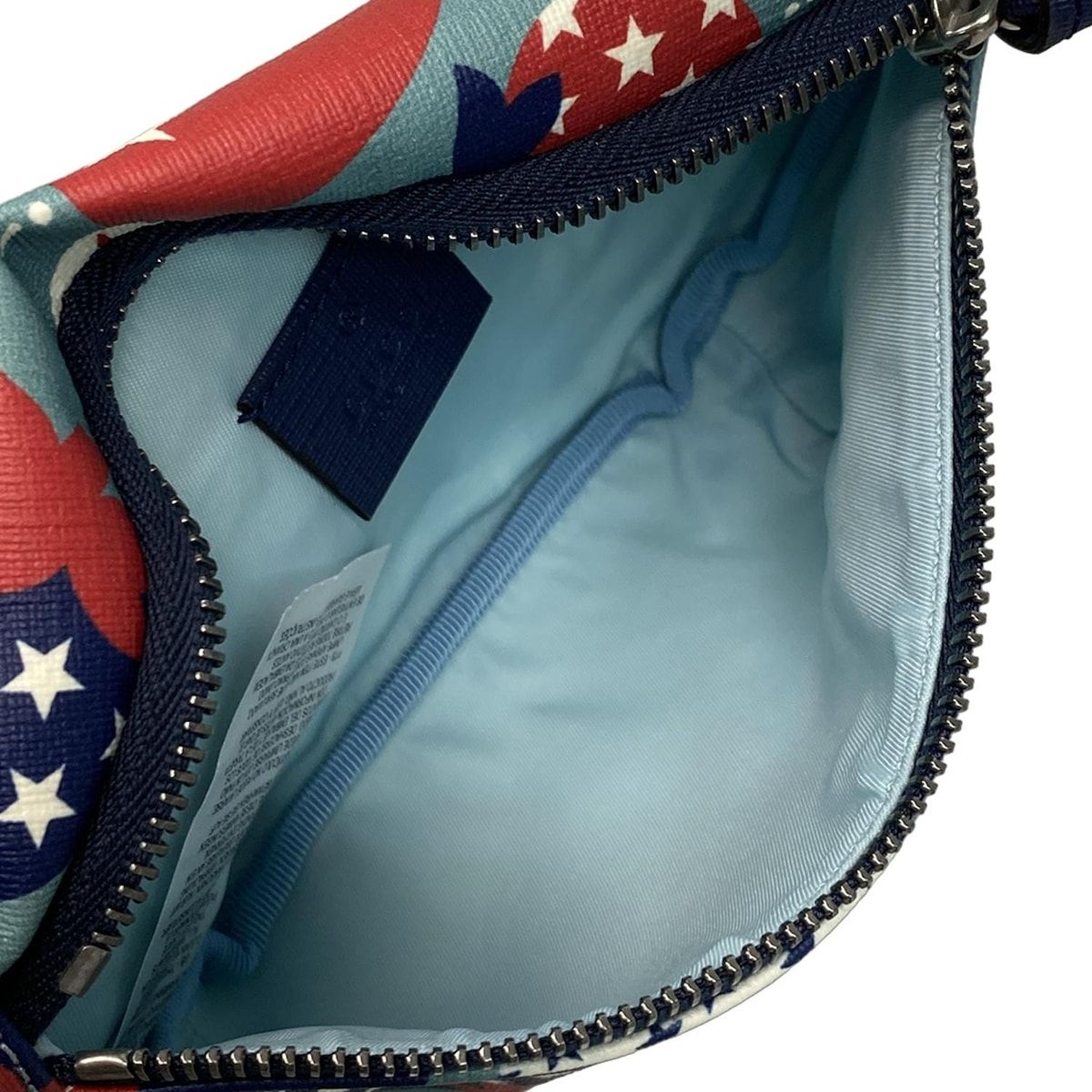 Gucci Waist Pouch Children's Belt Bag Light Blue Red Multi Strawberry Collection