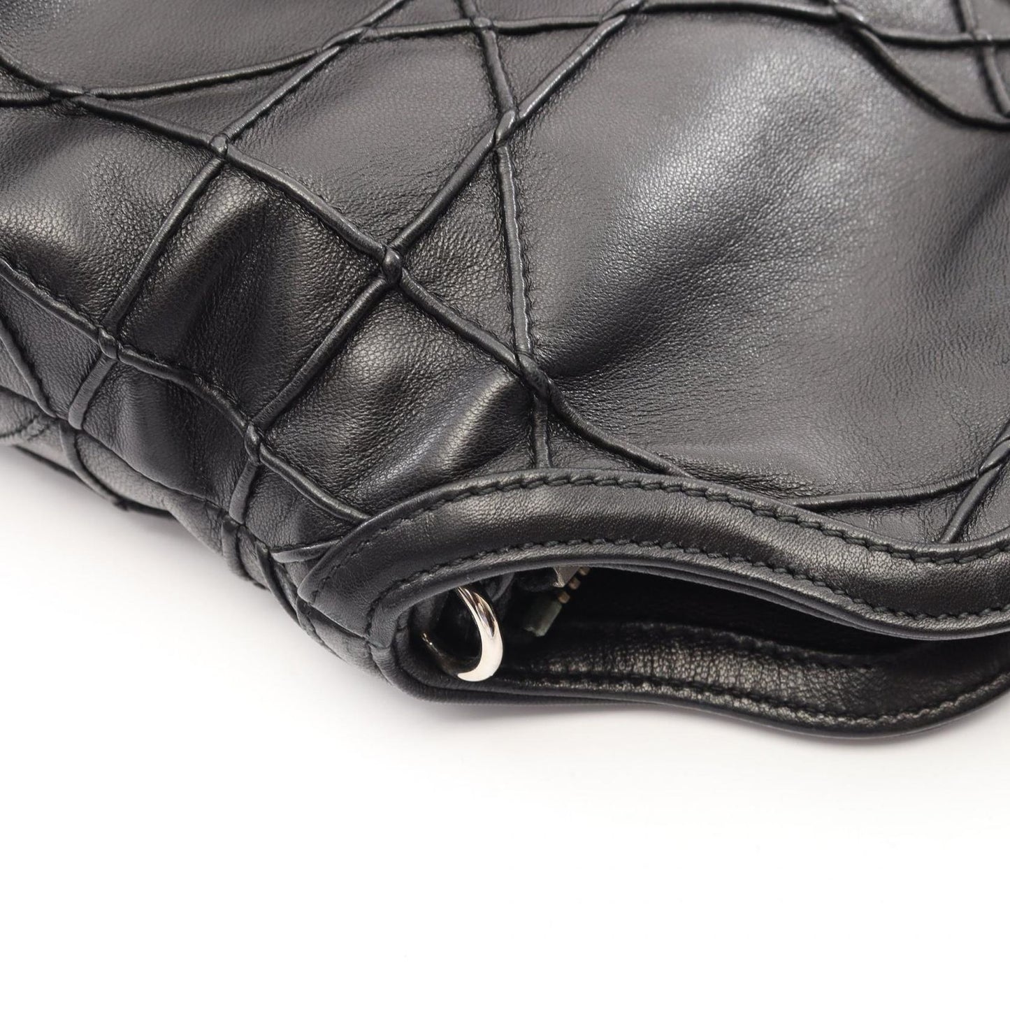 Dior Handbag Granville Cannage 2-Way Black Leather