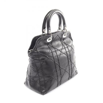 Dior Handbag Granville Cannage 2-Way Black Leather