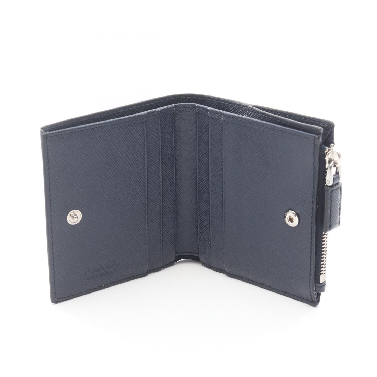 Prada Bifold Wallet Saffiano Navy Leather Triangle Logo