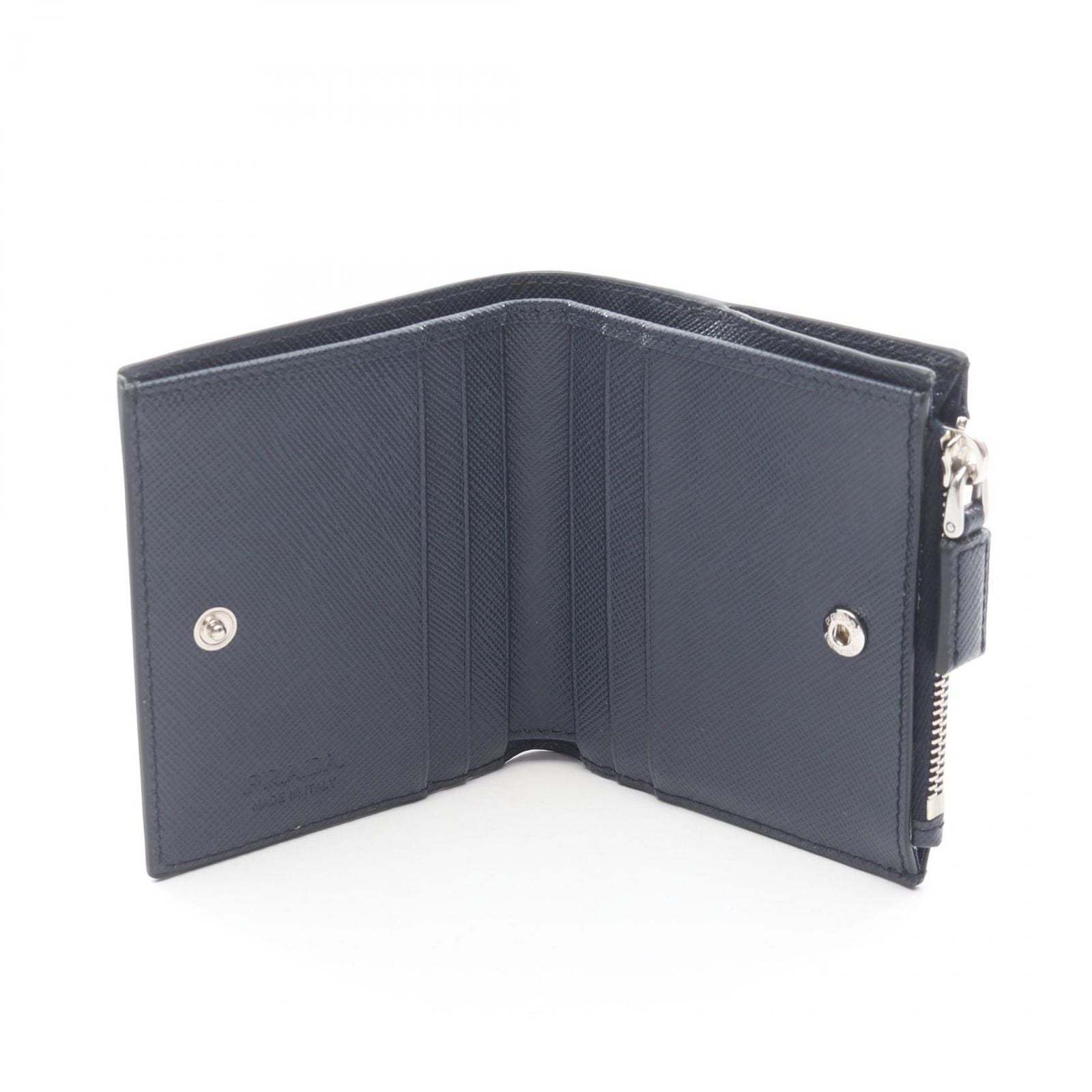 Prada Bifold Wallet Saffiano Navy Leather Triangle Logo