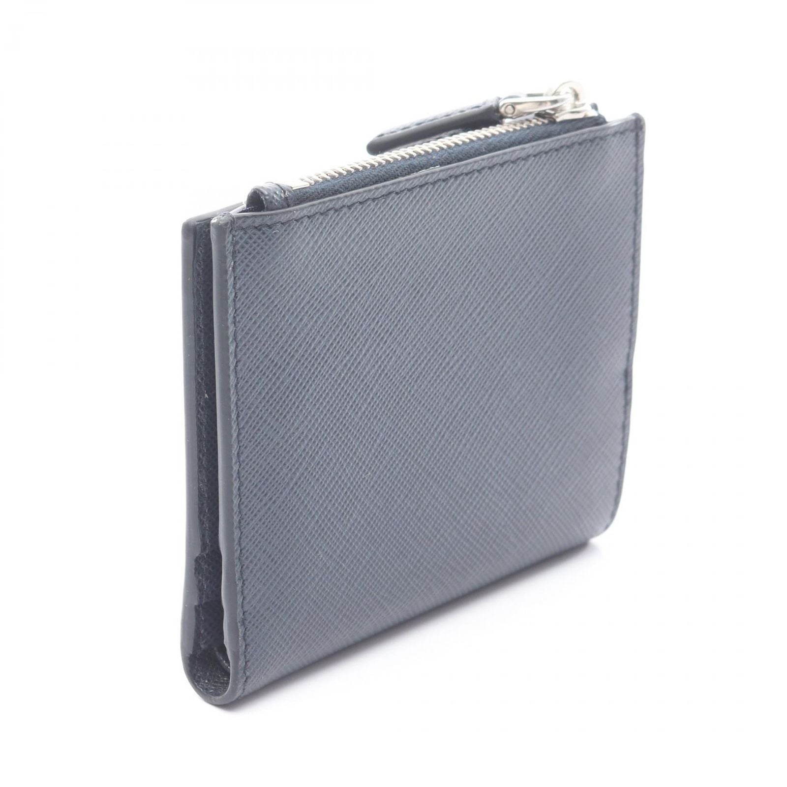Prada Bifold Wallet Saffiano Navy Leather Triangle Logo
