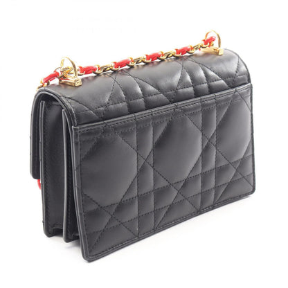 Dior Shoulder Bag Miss Caro Macro Cannage Black Leather