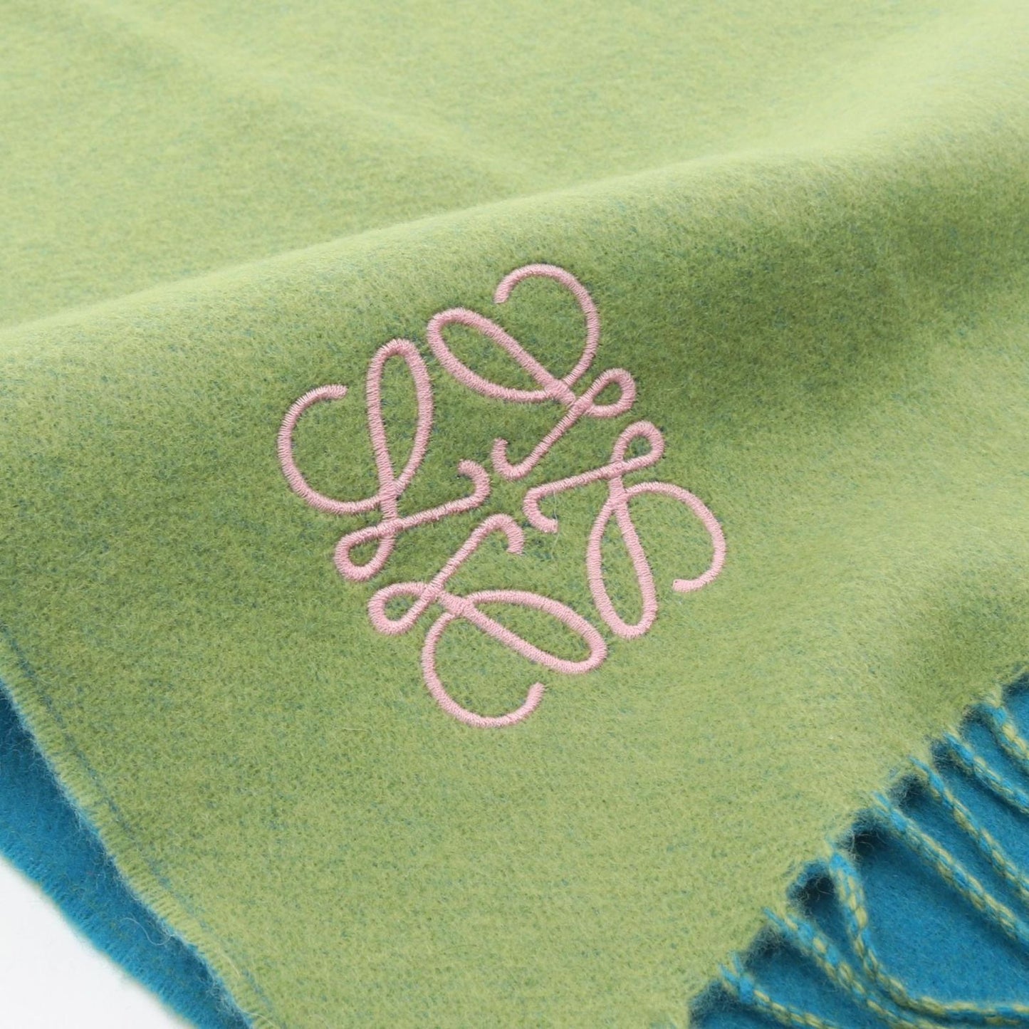 Loewe Scarf Anagram Bicolor Green Wool