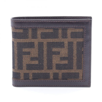 Fendi Bifold Wallet Zucca Dark Brown Canvas Leather Billfold