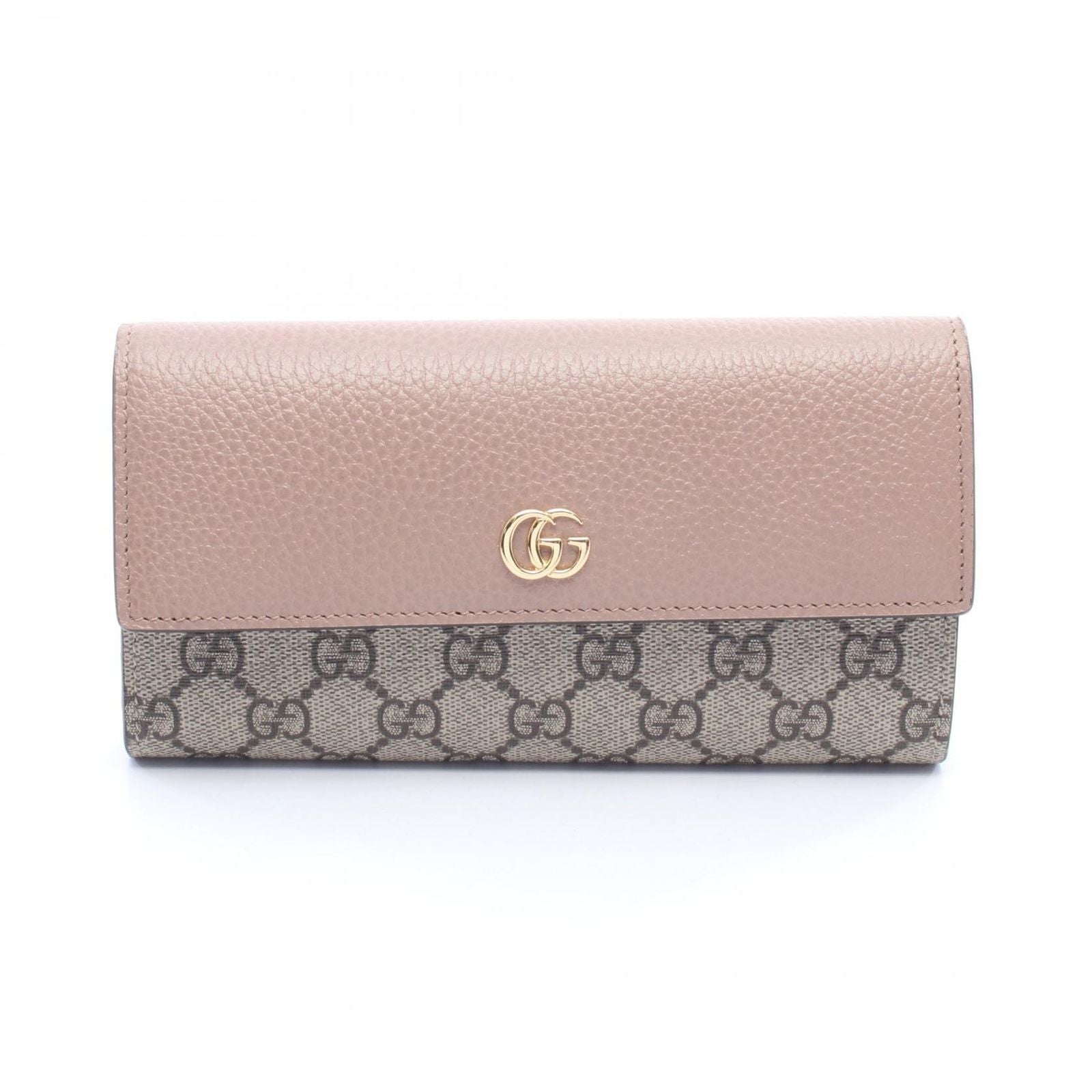 Gucci Bifold Wallet Petit Marmont Continental Beige Leather GG