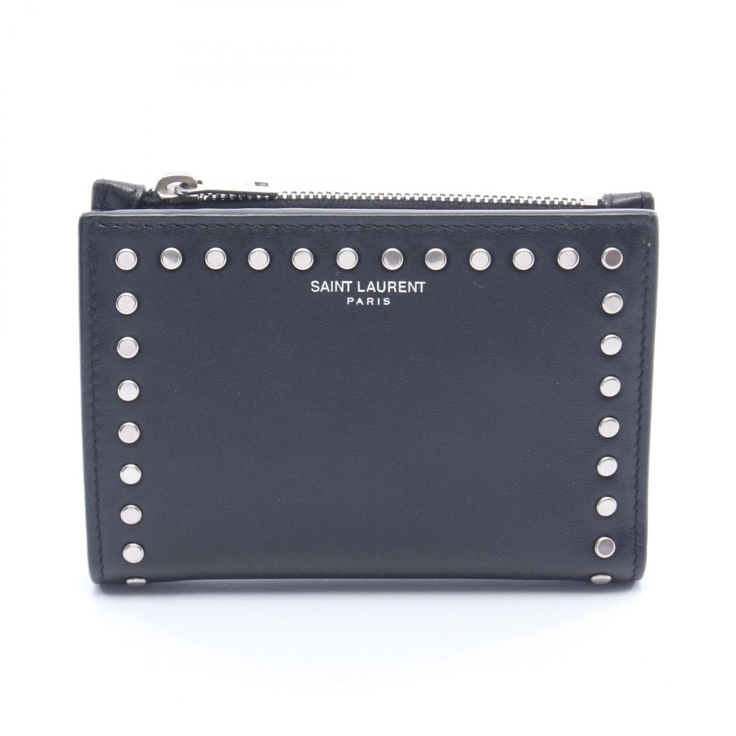 Saint Laurent Paris Bifold Wallet Studded Black Leather