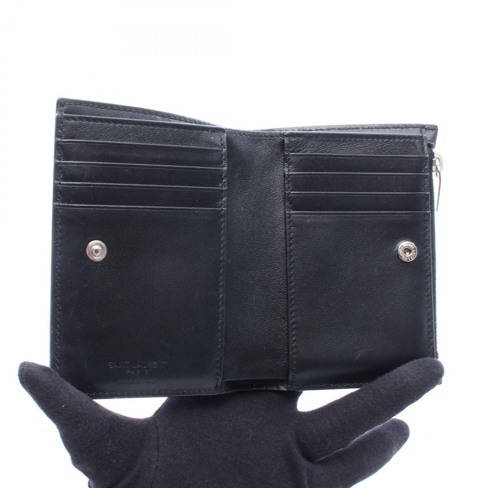 Saint Laurent Paris Bifold Wallet Studded Black Leather