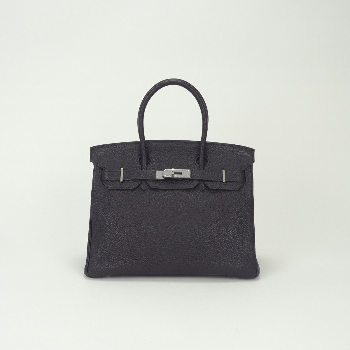 Hermes Birkin 30 Bag Togo Raisin Purple Silver Handbag