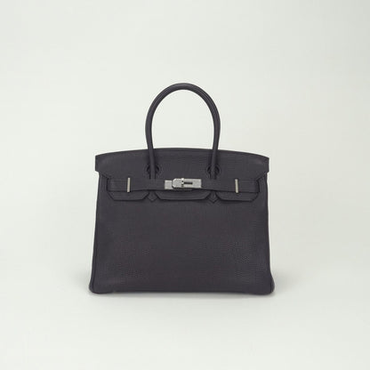Hermes Birkin 30 Bag Togo Raisin Purple Silver Handbag
