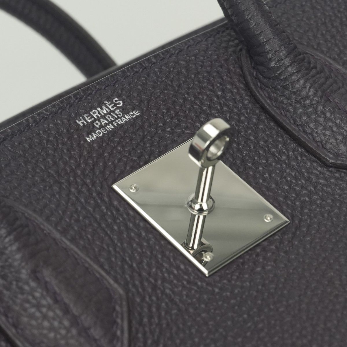 Hermes Birkin 30 Bag Togo Raisin Purple Silver Handbag