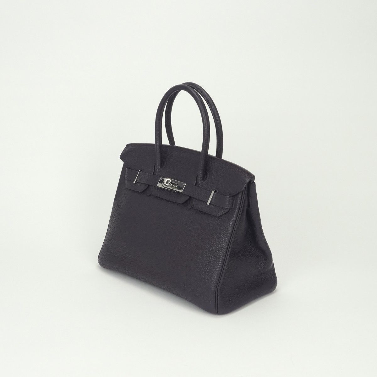 Hermes Birkin 30 Bag Togo Raisin Purple Silver Handbag
