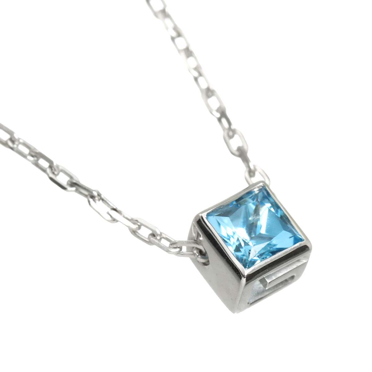 Gucci Cube Blue Topaz Necklace 38 cm 18k WG White Gold