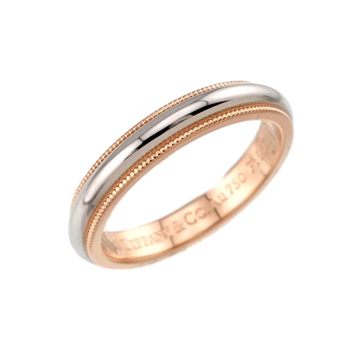 Tiffany & Co Milgrain Band Ring Pt Platinum 18k PG 750 Together