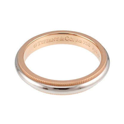 Tiffany & Co Milgrain Band Ring Pt Platinum 18k PG 750 Together
