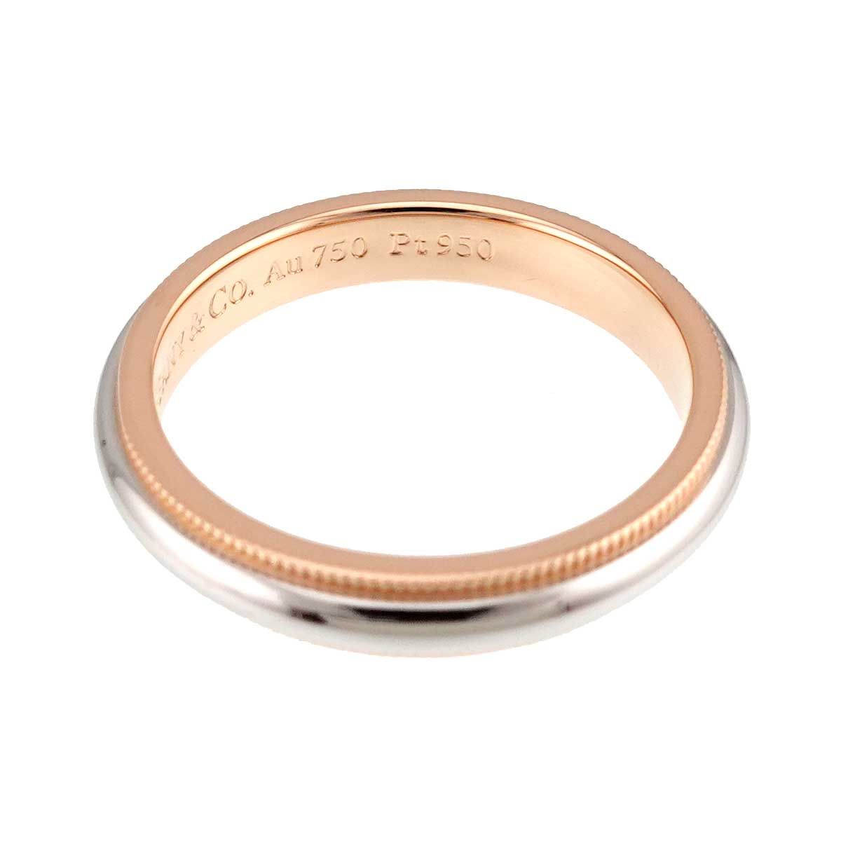 Tiffany & Co Milgrain Band Ring Pt Platinum 18k PG 750 Together