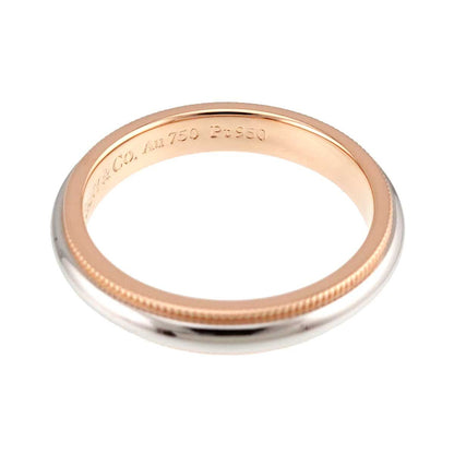 Tiffany & Co Milgrain Band Ring Pt Platinum 18k PG 750 Together