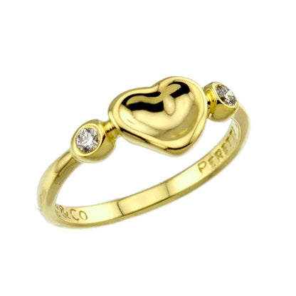 Tiffany & Co Full Heart Ring Diamond 18k YG Yellow Gold 750 Open