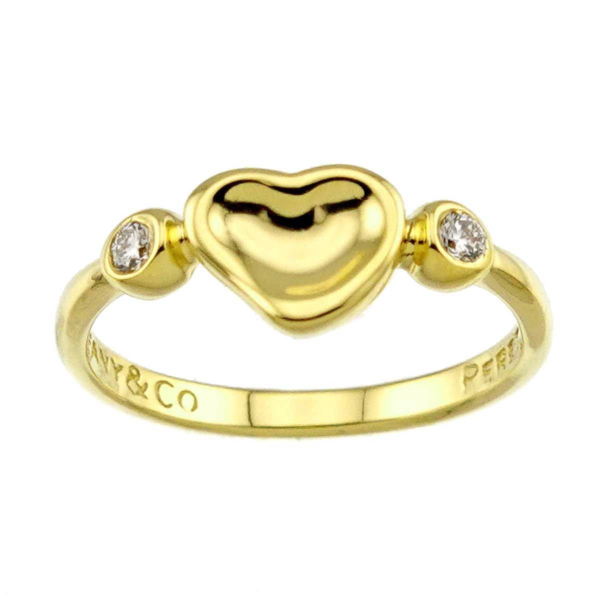 Tiffany & Co Full Heart Ring Diamond 18k YG Yellow Gold 750 Open