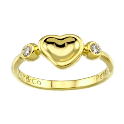 Tiffany & Co Full Heart Ring Diamond 18k YG Yellow Gold 750 Open