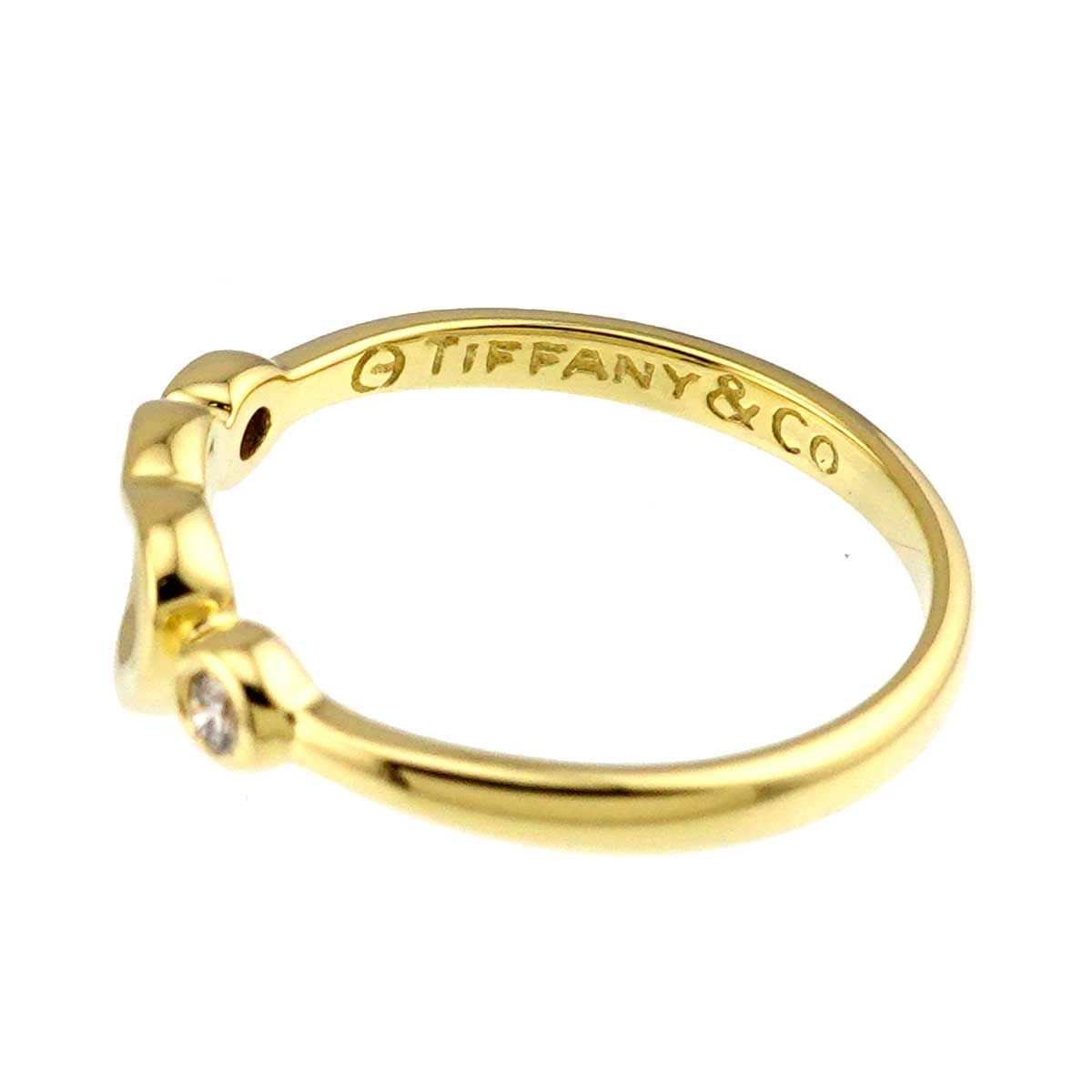 Tiffany & Co Full Heart Ring Diamond 18k YG Yellow Gold 750 Open