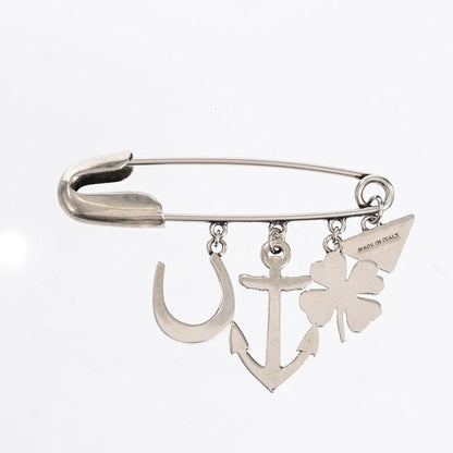 Prada Brooch Metal Silver