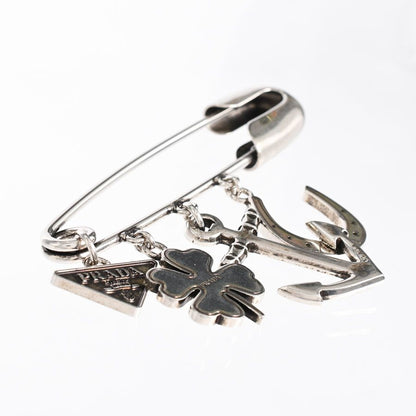 Prada Brooch Metal Silver