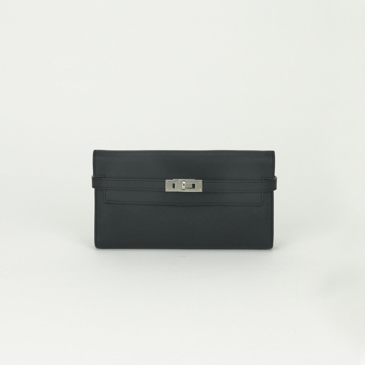 Hermes Kelly Wallet Epsom Noir Black Silver Veau