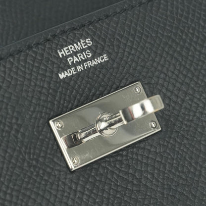 Hermes Kelly Wallet Epsom Noir Black Silver Veau