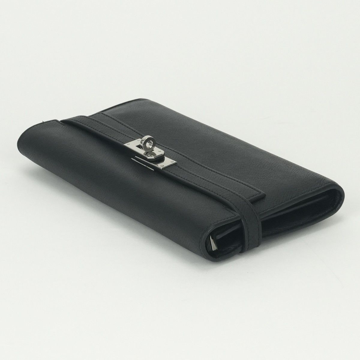 Hermes Kelly Wallet Epsom Noir Black Silver Veau