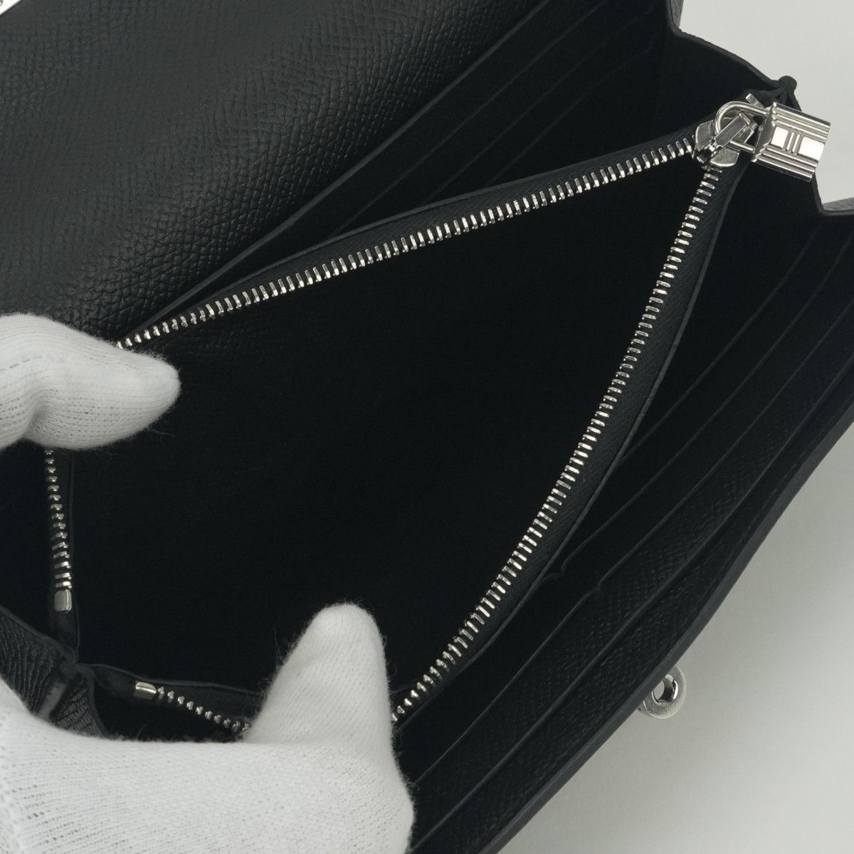 Hermes Kelly Wallet Epsom Noir Black Silver Veau